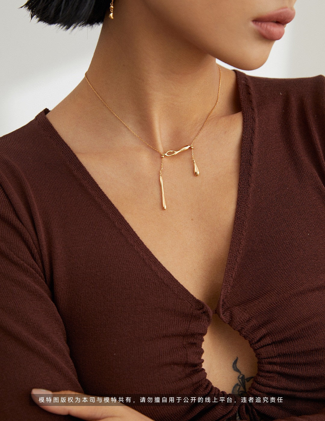 Water droplets silver necklace