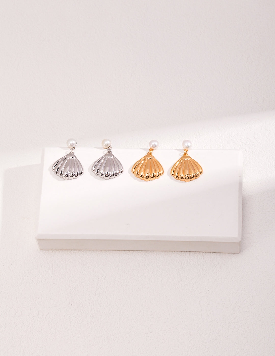 Pure Silver Shell Pearl Earrings