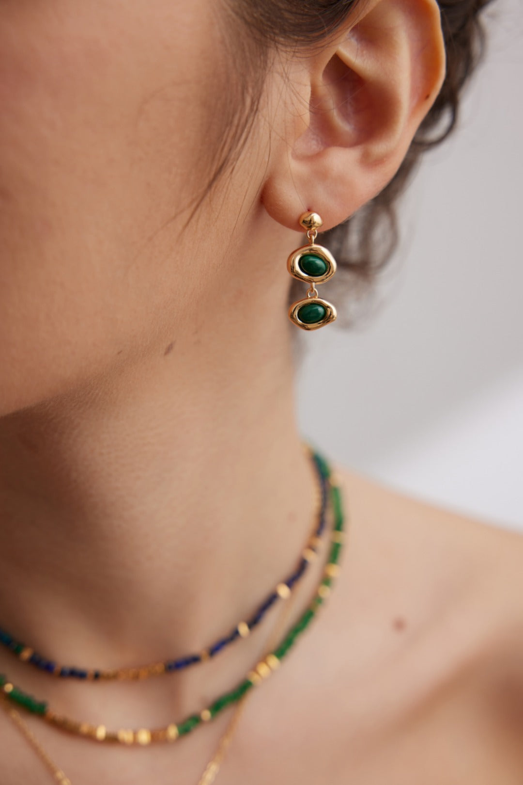 Peacock stone earrings
