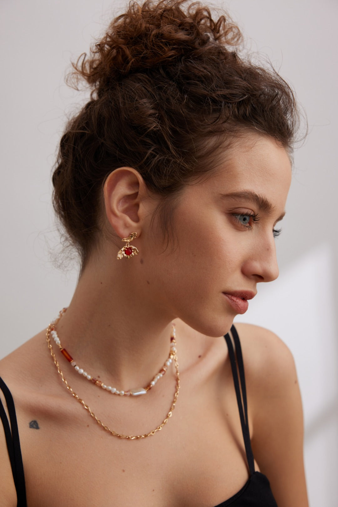 Pure silver earrings with red agate stones