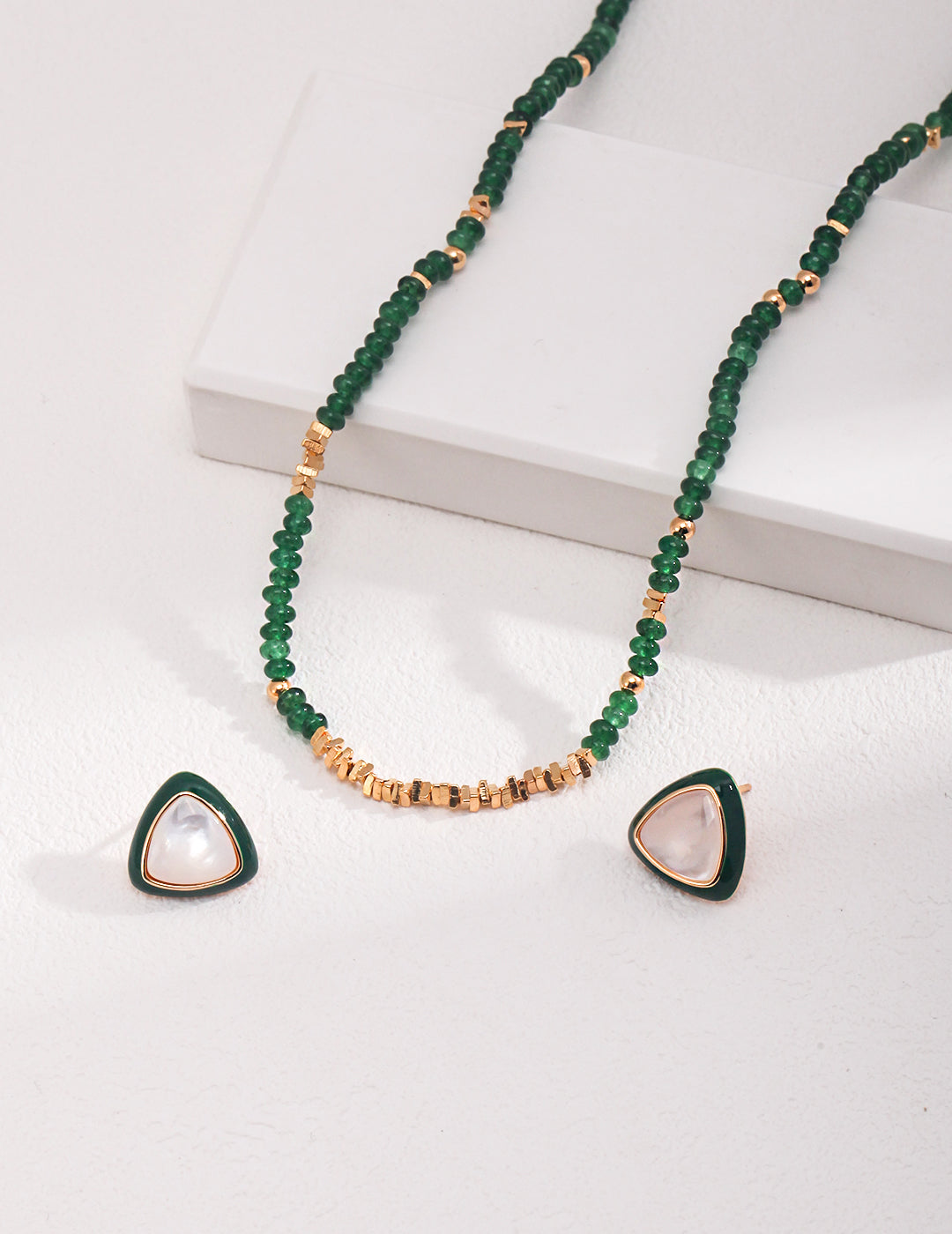 Pearl green drip glaze earrings