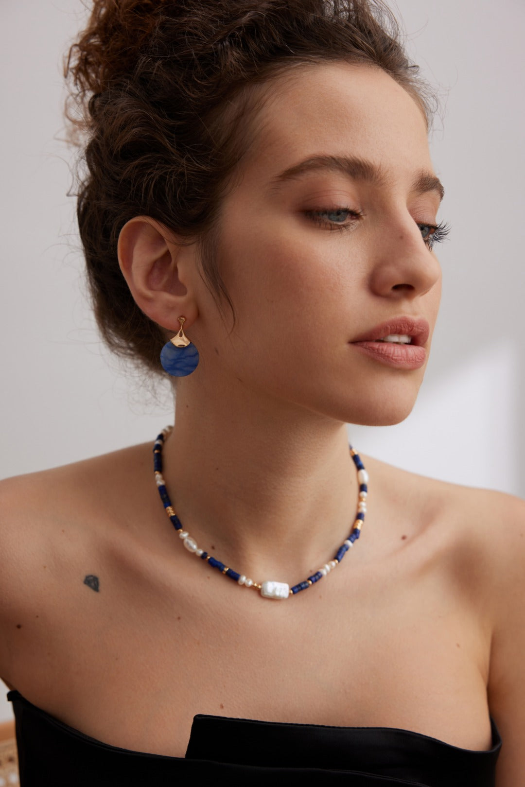Pure silver earrings with blue Dongling jade