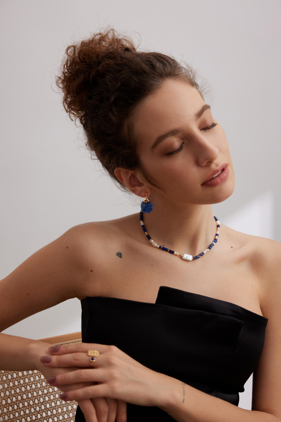 Pure silver earrings with blue Dongling jade