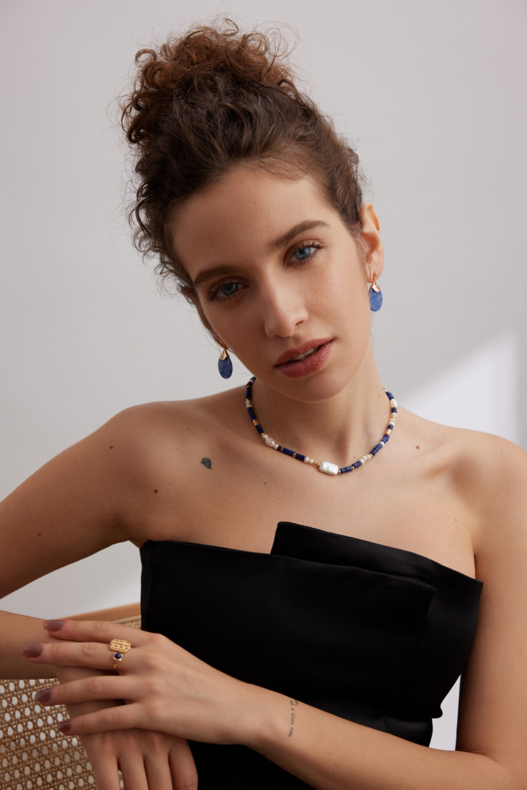 Pure silver earrings with blue Dongling jade