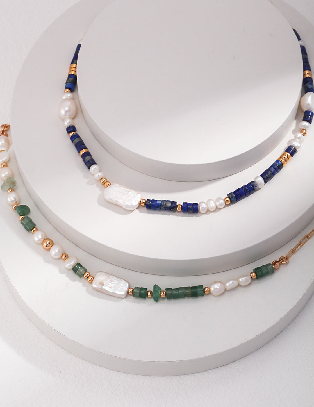Blue Dongling jade and pearls Necklace