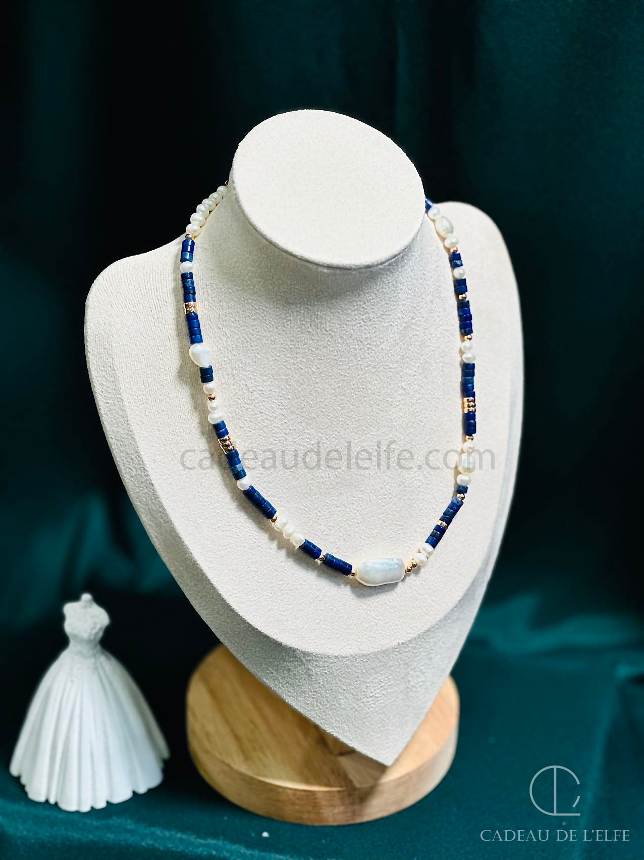 Blue Dongling jade and pearls Necklace
