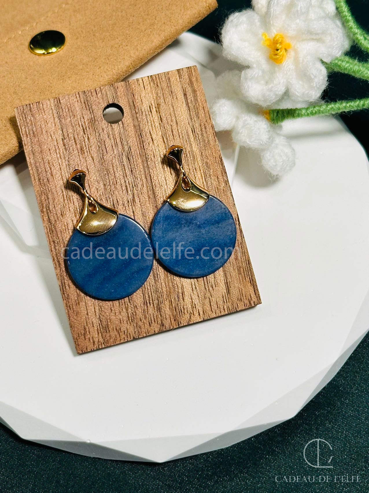 Pure silver earrings with blue Dongling jade
