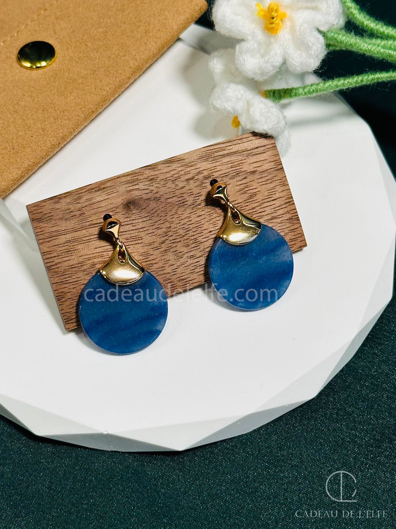 Pure silver earrings with blue Dongling jade