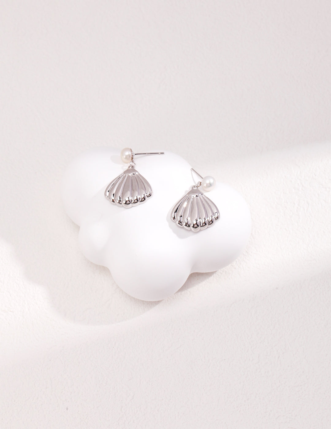 Pure Silver Shell Pearl Earrings