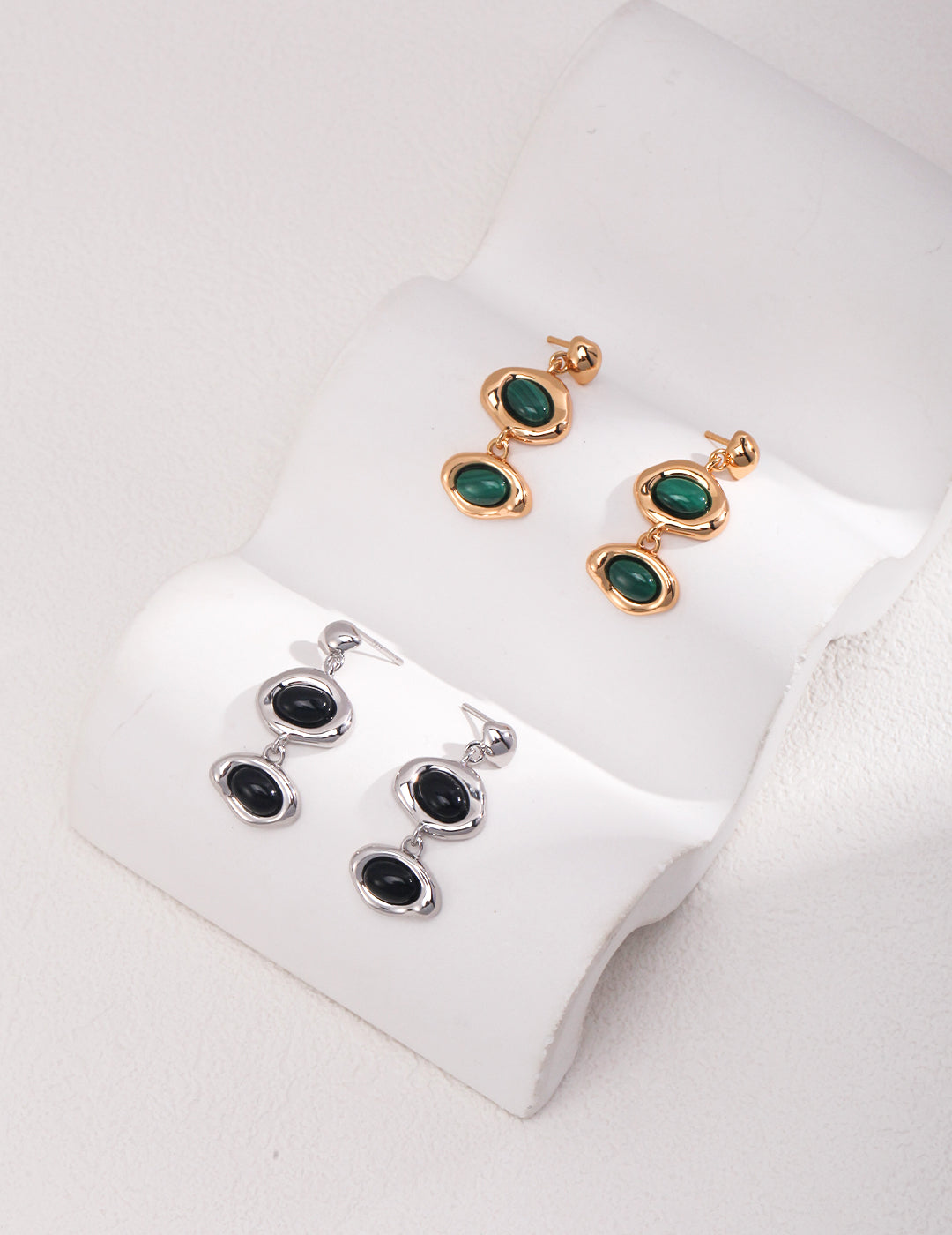 Peacock stone earrings