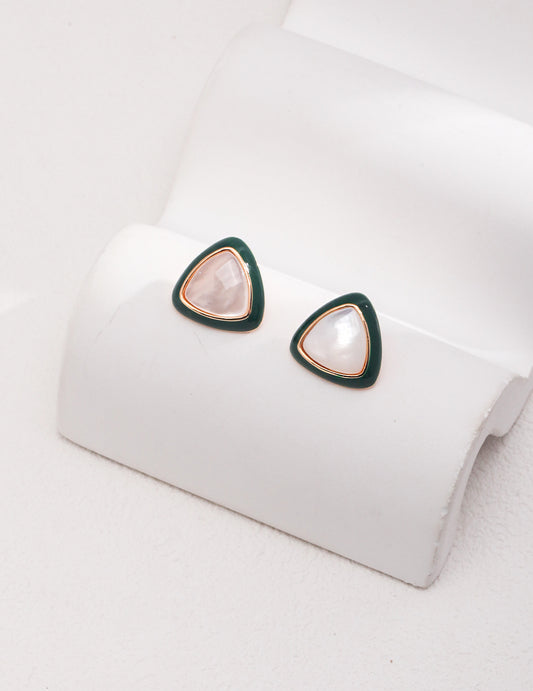 Pearl green drip glaze earrings