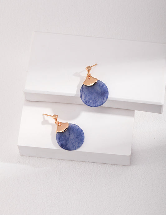 Pure silver earrings with blue Dongling jade