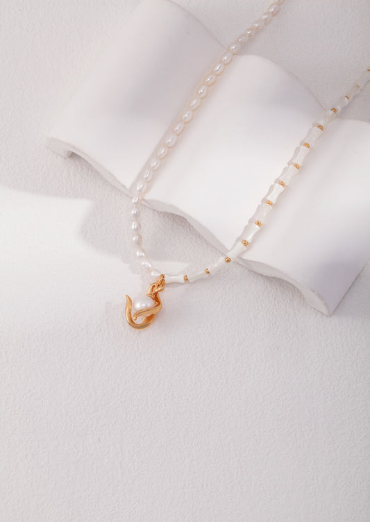 Orchid Bamboo Pearl Necklace