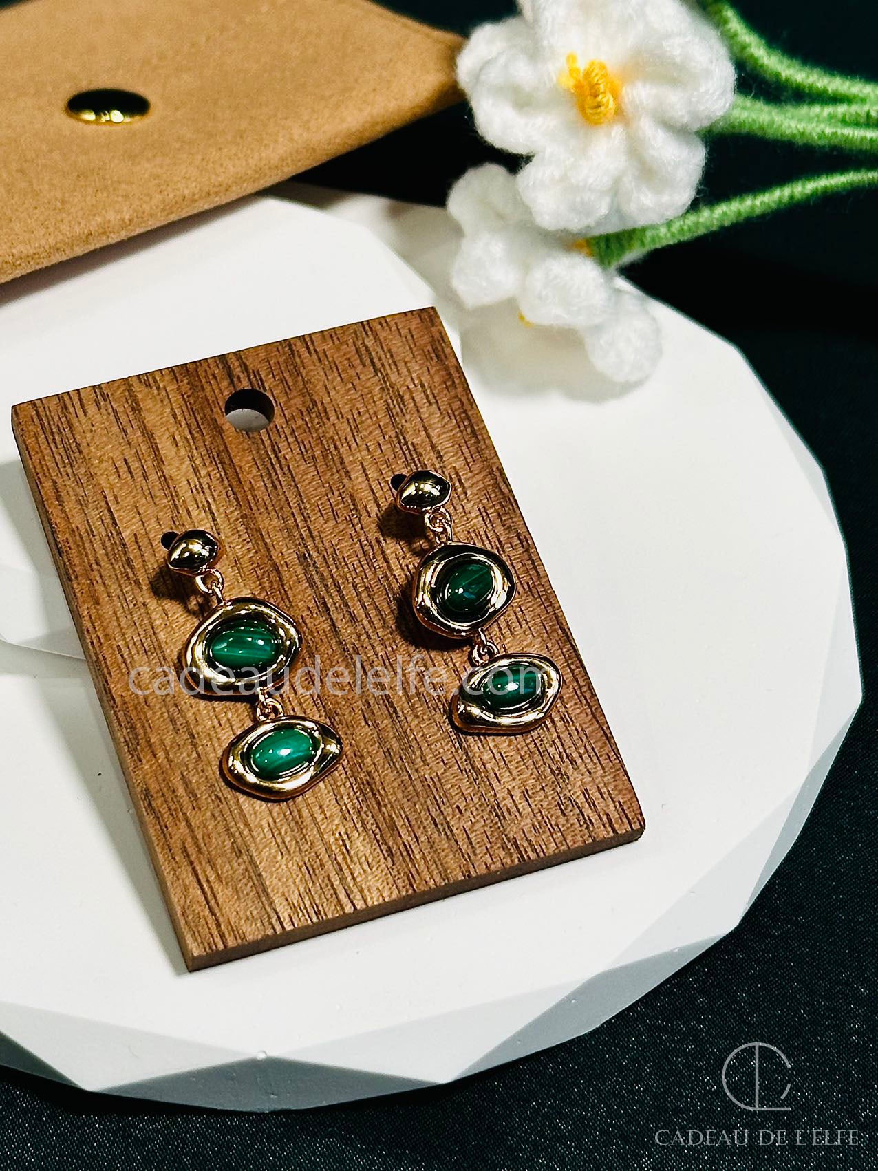 Peacock stone earrings